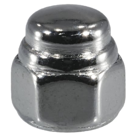 Midwest Fastener Flattened Head Cap Nut, #10-32, Steel, Chrome Plated, 10 PK 30168